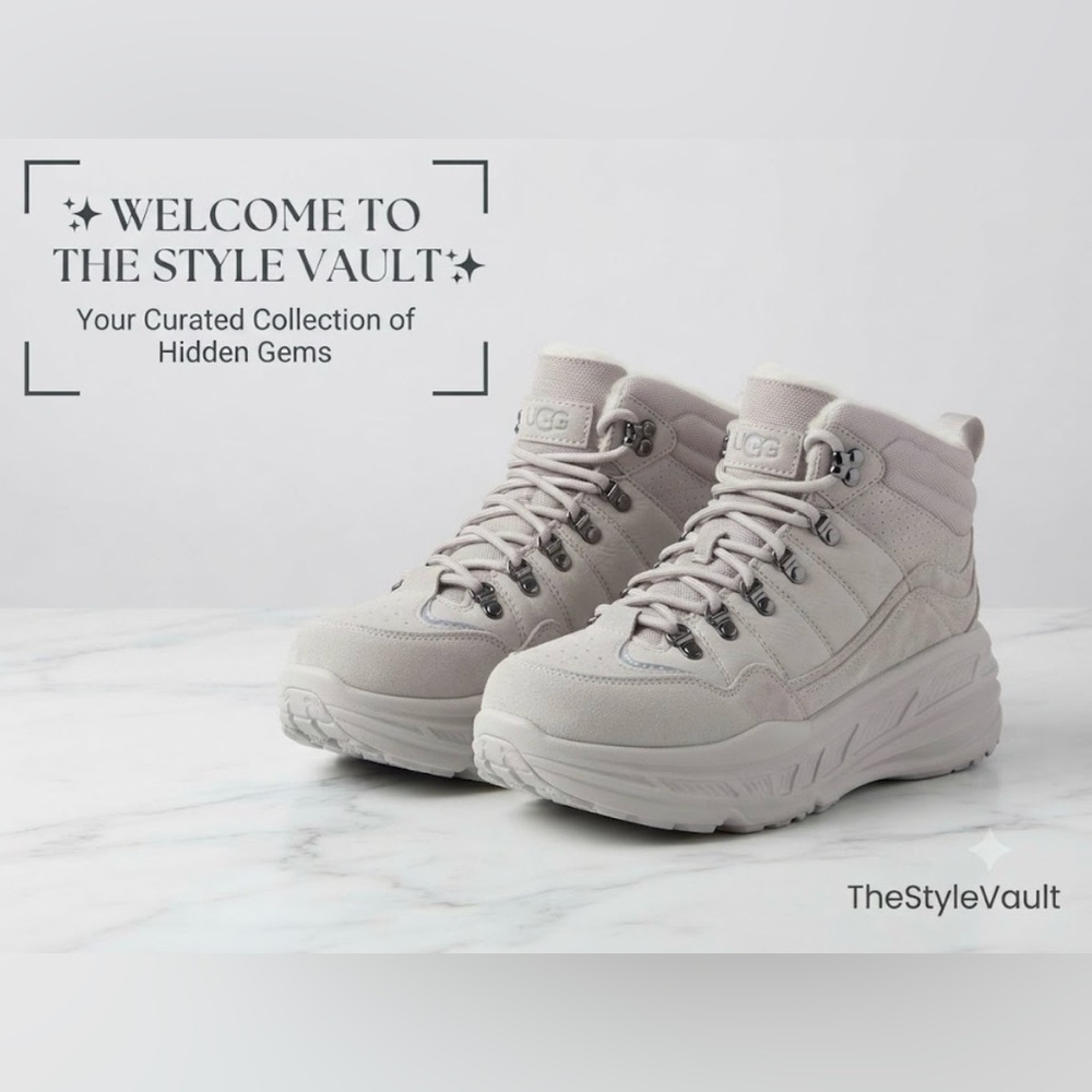 UGG Cloud Gray Suede Platform Hiking Sneaker Boots